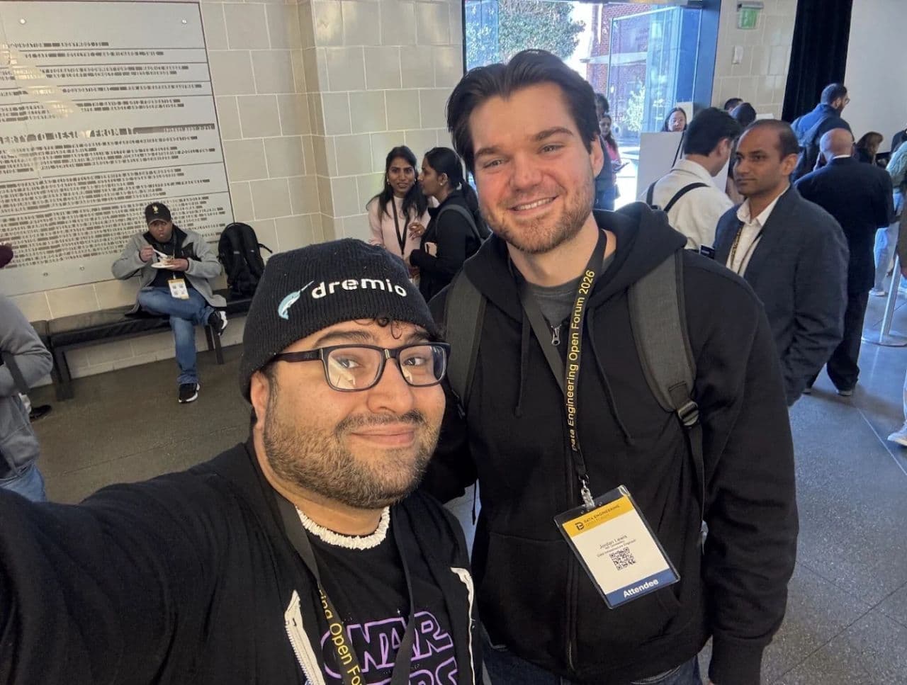Jordan Lewis with Alex Merced of Dremio at the Data Engineering Open Forum in San Francisco