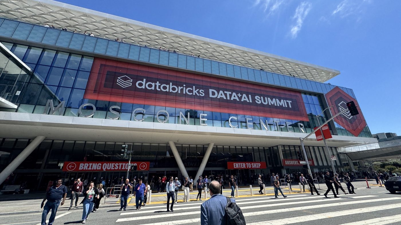 Moscone Center with a Databricks Data + AI Summit banner across its facade